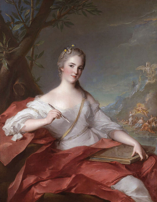 Marie-Geneviève Boudrey, as a muse, vintage artwork by Jean-Marc Nattier, 12x8" (A4) Poster