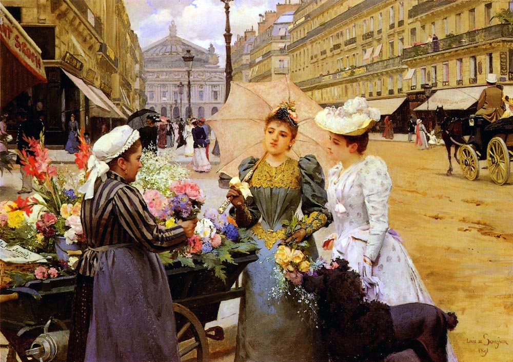 Avenue de l'Opera, vintage artwork by Louis Marie de Schryver, 12x8" (A4) Poster