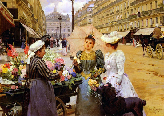 Avenue de l'Opera, vintage artwork by Louis Marie de Schryver, 12x8" (A4) Poster