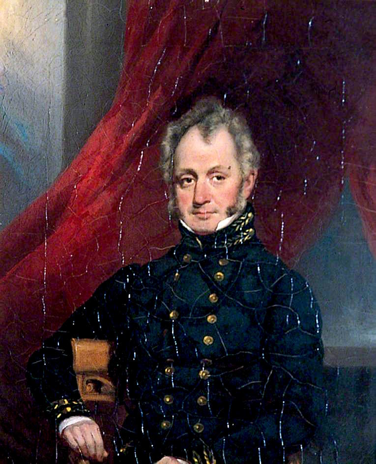 Captain Charles Shea, vintage artwork by George Chinnery, 12x8" (A4) Poster