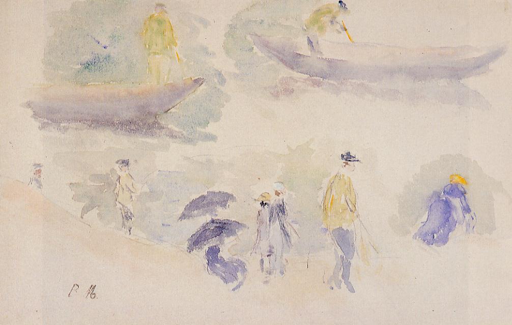 The Banks of the Seine, vintage artwork by Berthe Morisot, 12x8" (A4) Poster