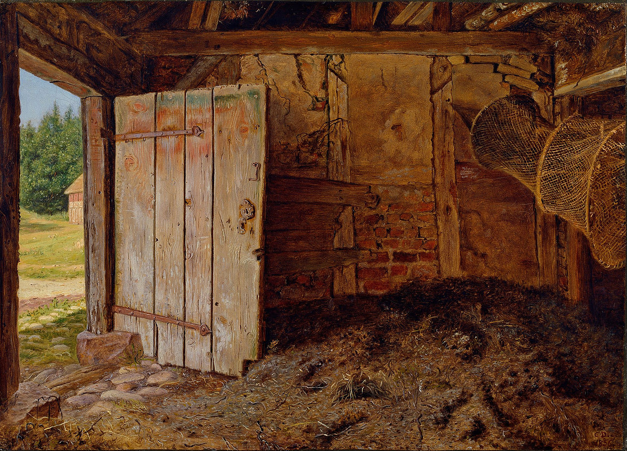 Outhouse Interior, vintage artwork by Christen Dalsgaard, 12x8" (A4) Poster