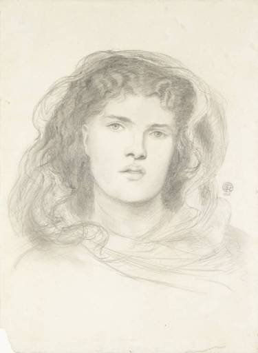 The Beloved - study, vintage artwork by Dante Gabriel Rossetti, 12x8