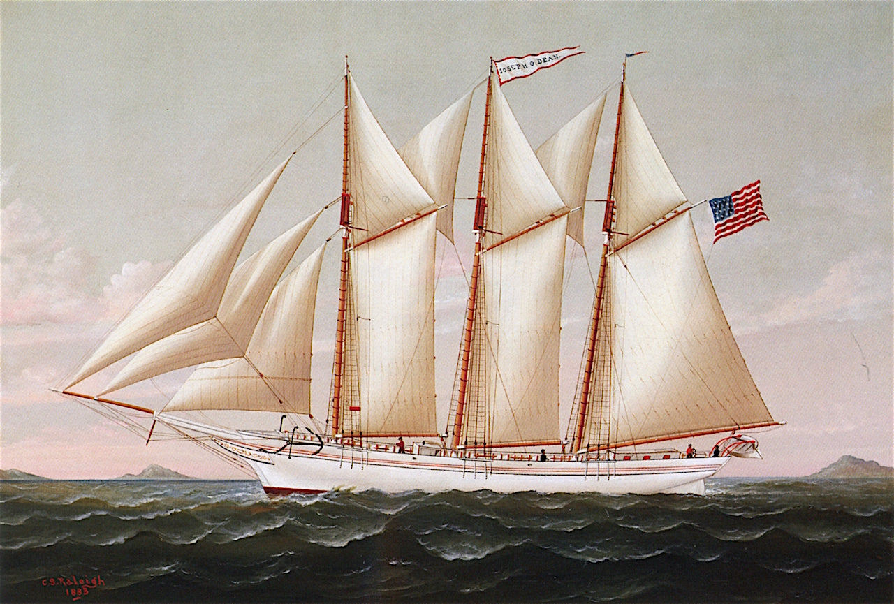 The Three Masted Schooner , vintage artwork by Charles S. Raleigh, 12x8" (A4) Poster