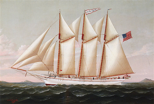 The Three Masted Schooner , vintage artwork by Charles S. Raleigh, 12x8" (A4) Poster