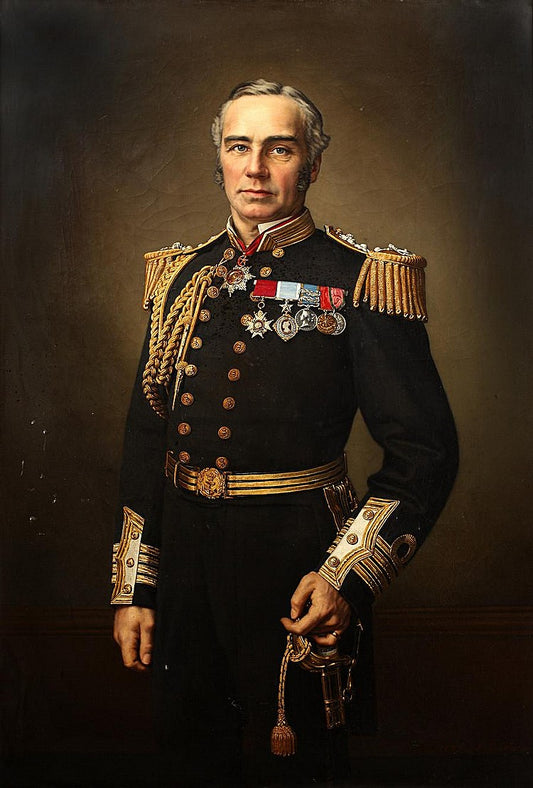 Portrait of an Admiral, vintage artwork by Samuel Baruch Halle, 12x8" (A4) Poster