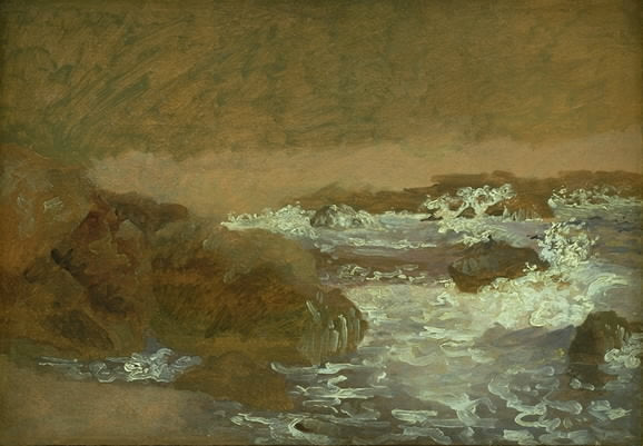 Surf on a Rocky Coast, Marina Piccola, Capri, vintage artwork by Christen Købke, A3 (16x12") Poster Print