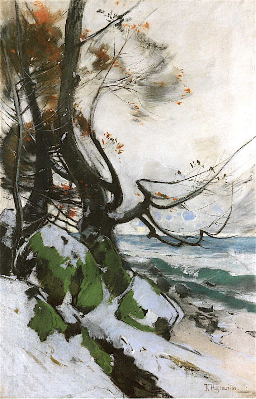Coastal Landscape at Lohme, vintage artwork by Karl Hagemeister, 12x8" (A4) Poster