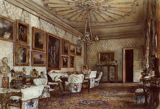 Interior of the Palais Lanckoronski, Vienna, vintage artwork by Rudolf von Alt, A3 (16x12") Poster Print