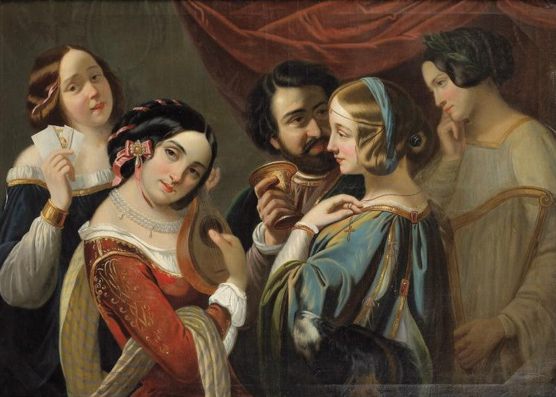 Interlude Musical, vintage artwork by Attributed to Eugene François Marie Joseph Deveria, A3 (16x12") Poster Print