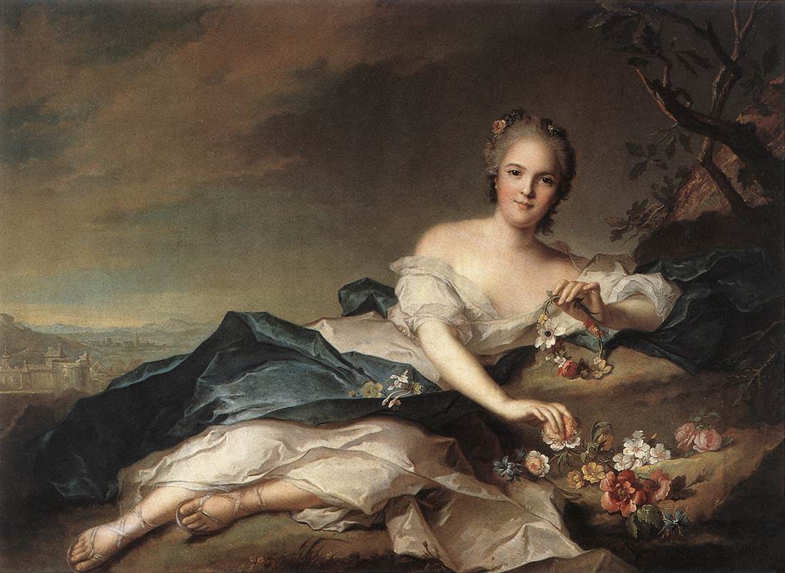 Henriette of France as Flora, vintage artwork by Jean-Marc Nattier, 12x8" (A4) Poster