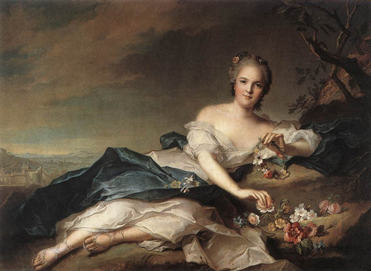 Henriette of France as Flora, vintage artwork by Jean-Marc Nattier, 12x8" (A4) Poster