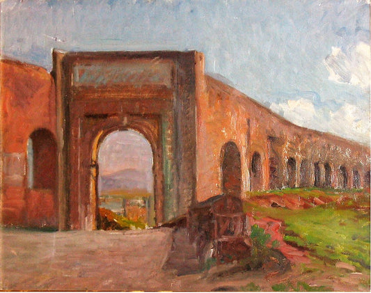 Porta Furba in Rome, vintage artwork by Albert Gottschalk, 12x8" (A4) Poster