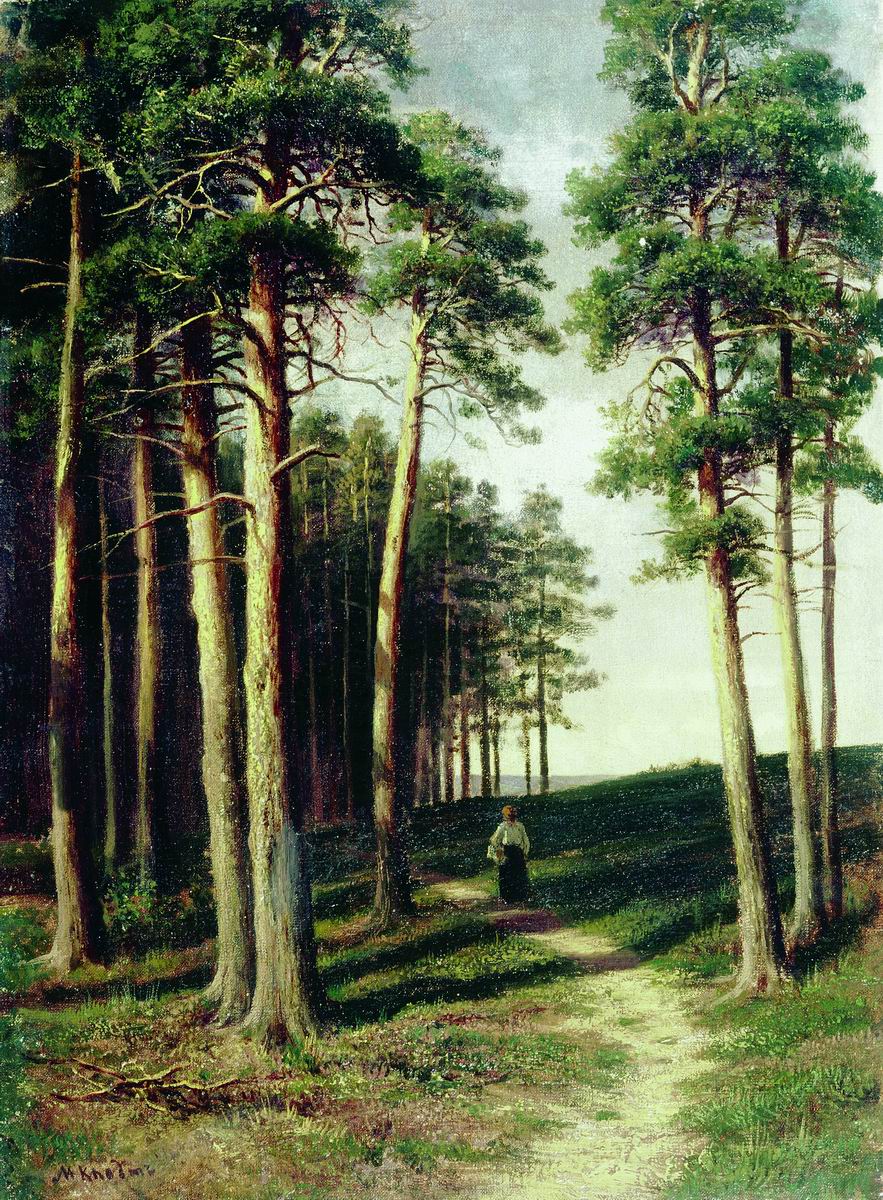 Pine Forest, vintage artwork by Mikhail Konstantinovich Klodt, 12x8" (A4) Poster