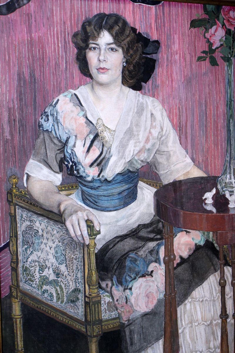 Portrait of Singer Valentina Kuza, vintage artwork by Alexander Golovin, 12x8" (A4) Poster