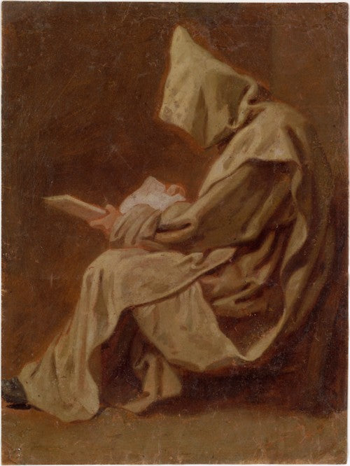 Seated Carthusian Holding an Open Book, vintage artwork by Jean Restout, 12x8" (A4) Poster