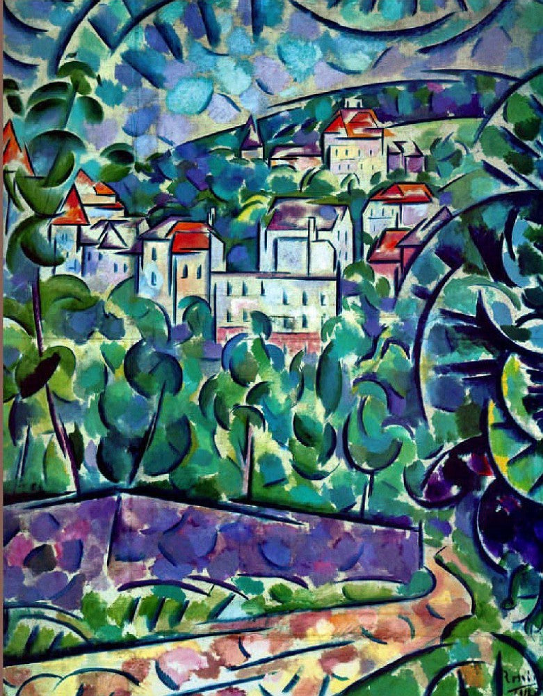 Road Landscape, vintage artwork by Vladimir Baranoff-Rossine, 12x8" (A4) Poster
