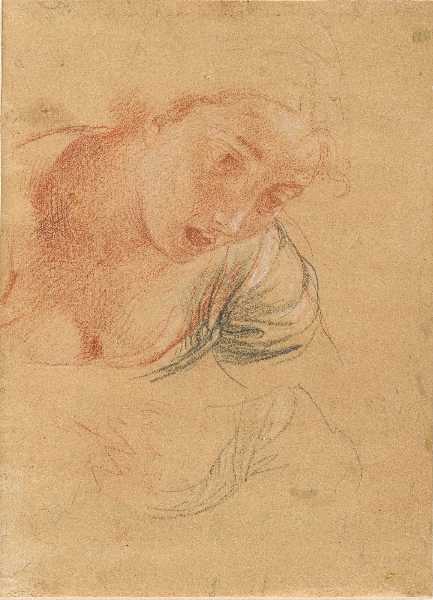Head of a Frightened Girl, vintage artwork by Pompeo Batoni, 12x8" (A4) Poster