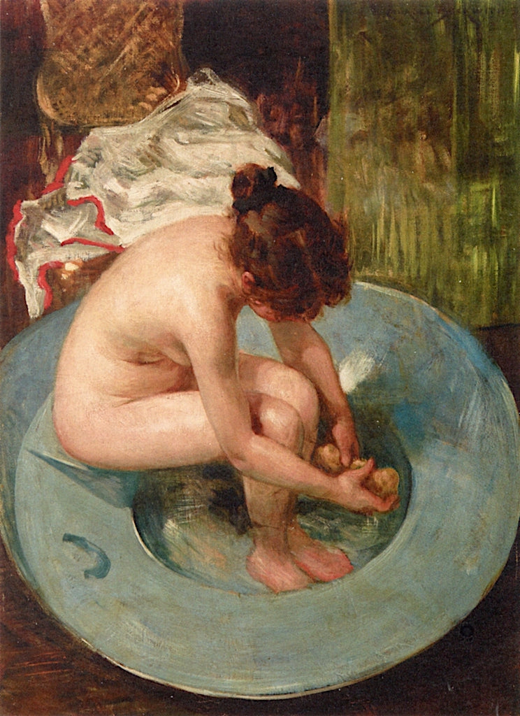 Young Woman Bathing, vintage artwork by James Carroll Beckwith, 12x8" (A4) Poster