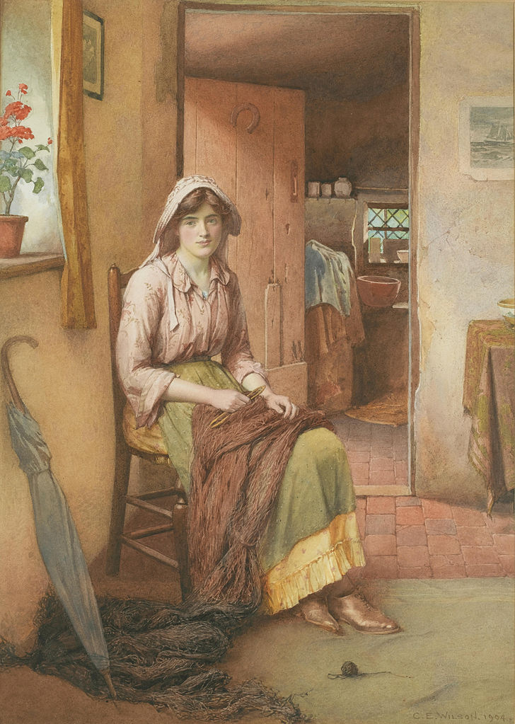 The fisherman's wife, vintage artwork by Charles Edward Wilson, 12x8" (A4) Poster