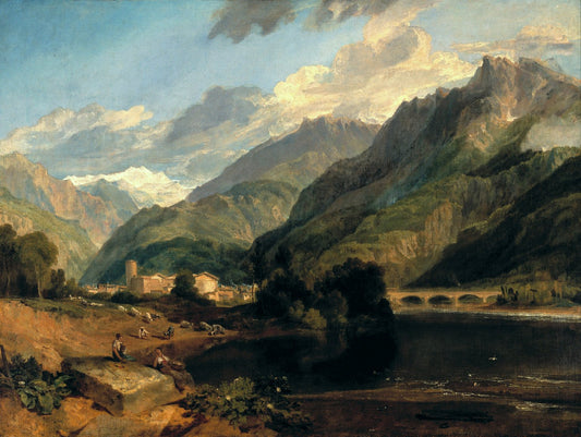 Bonneville, Savoy, with Mont Blanc, vintage artwork by Joseph Mallord William Turner, 12x8" (A4) Poster