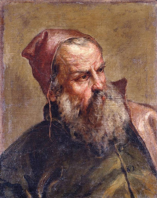 Head of an Old Man (A Publican?), vintage artwork by Sebastiano Ricci, 12x8" (A4) Poster