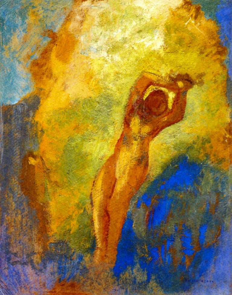 Angelica on the Rock, vintage artwork by Odilon Redon, 12x8" (A4) Poster