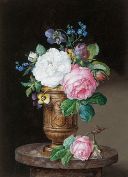 Still Life with Roses in a Vase, vintage artwork by Franz Xavier Petter, A3 (16x12") Poster Print
