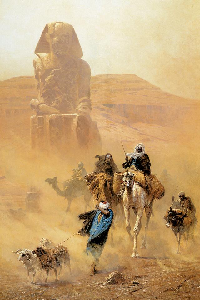 Beduinen im Sandsturm, vintage artwork by Ludwig Hans Fischer, 12x8" (A4) Poster