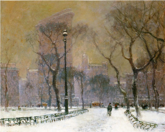 Flat Iron Building, vintage artwork by Paul Cornoyer, 12x8" (A4) Poster