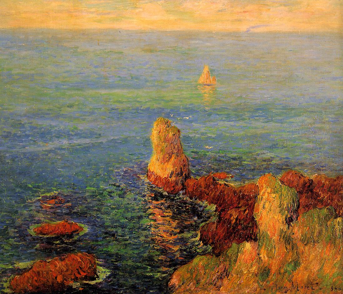 Calm Sea at L'Ile de Groux by Henry Moret,A3(16x12")Poster