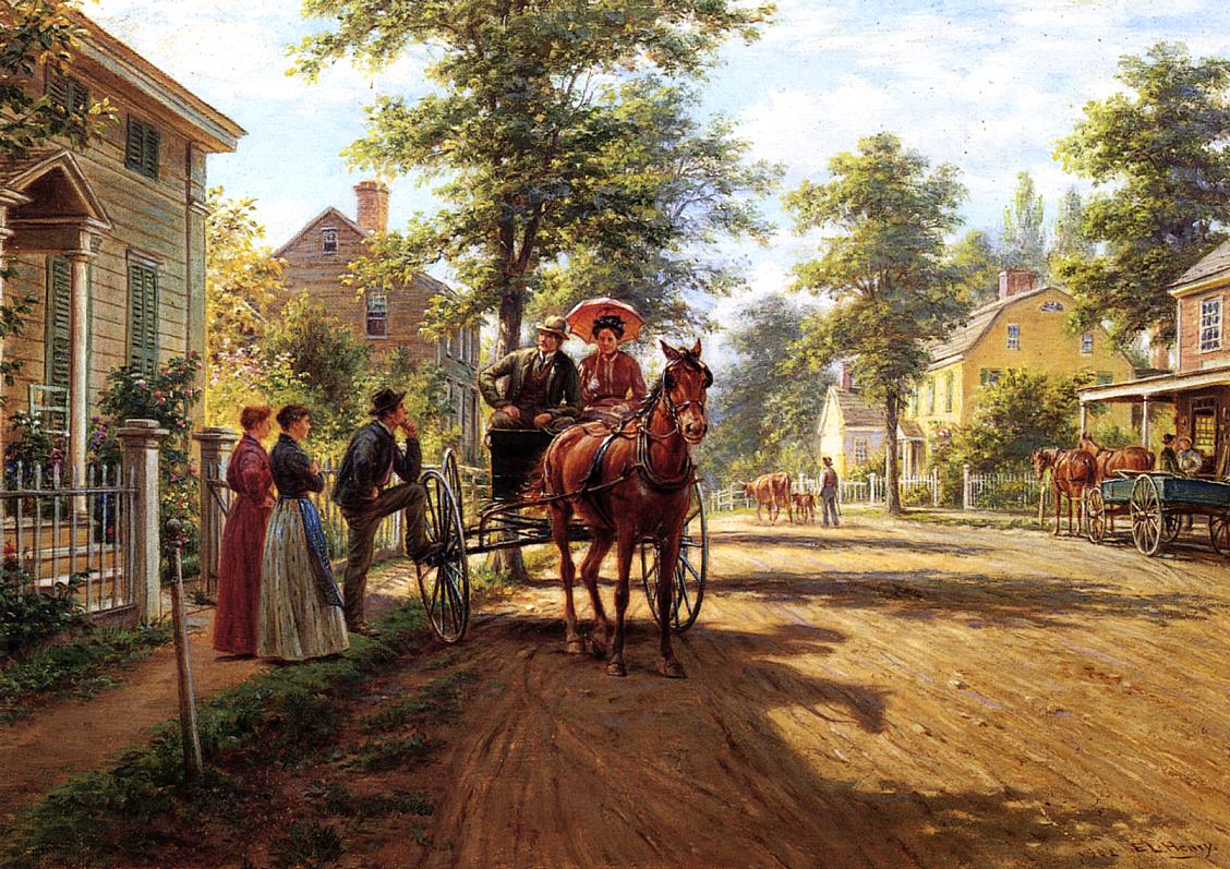 One Sunday Afternoon, vintage artwork by Edward Lamson Henry, 12x8" (A4) Poster