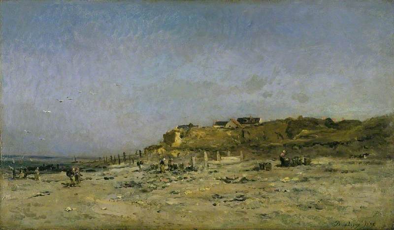 Beach at Villerville, Normandy, vintage artwork by Charles-François Daubigny, A3 (16x12") Poster Print
