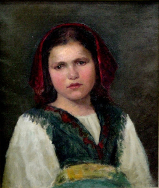 A Neapolitan Girl, vintage artwork by Alexei Harlamoff, 12x8" (A4) Poster