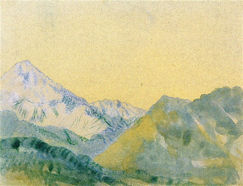 Blue Mountains, vintage artwork by Arthur B. Davies, 12x8" (A4) Poster