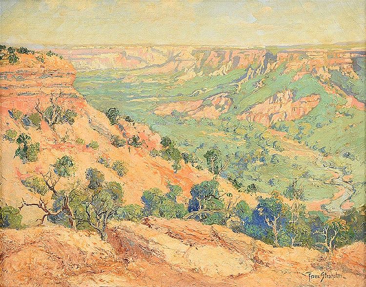 Palo Duro Canyon, vintage artwork by Franz Strahalm, 12x8" (A4) Poster