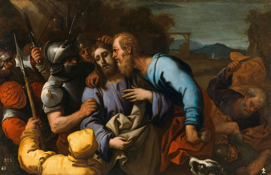 The Judas Kiss, vintage artwork by Luca Giordano, 12x8" (A4) Poster