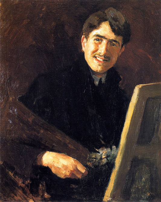 Self-Portrait Smiling, vintage artwork by Roger de la Fresnaye, 12x8" (A4) Poster