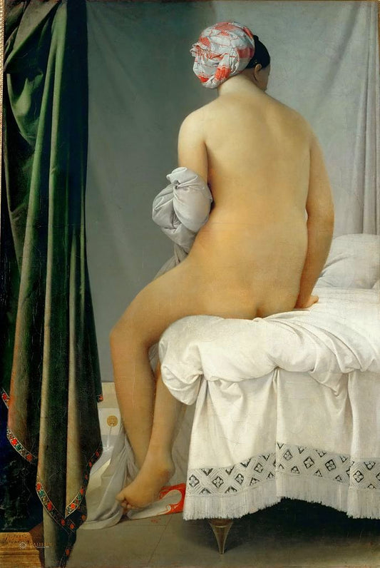 Bathing Woman from Valpençon, vintage artwork by Jean-Auguste-Dominique Ingres, 12x8" (A4) Poster
