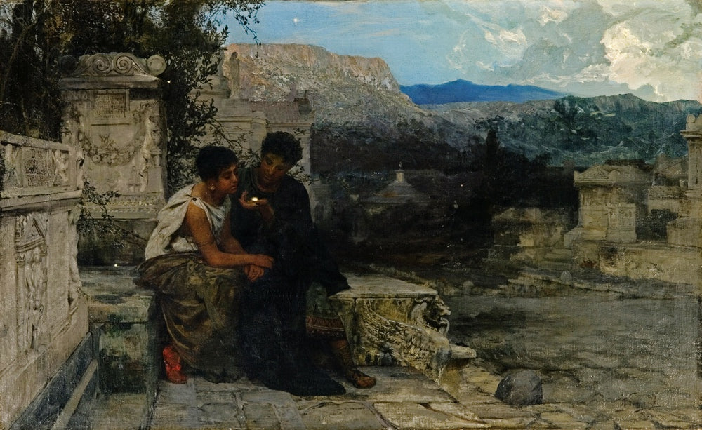 Night in Pompeii, vintage artwork by Hendryk Siemiradzki, 12x8" (A4) Poster