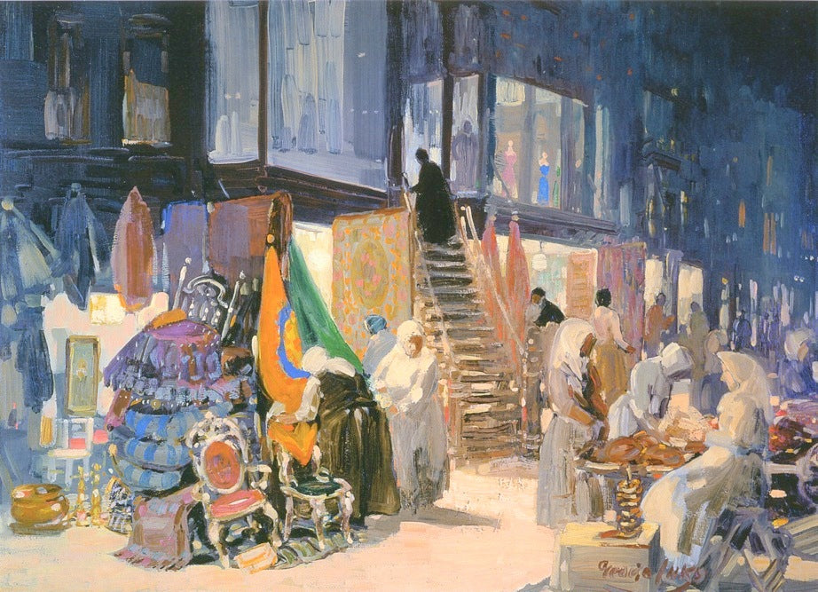 Allen Street, vintage artwork by George Luks, 12x8" (A4) Poster