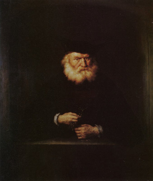 Old Man at a Window, vintage artwork by Salomon Koninck, 12x8" (A4) Poster