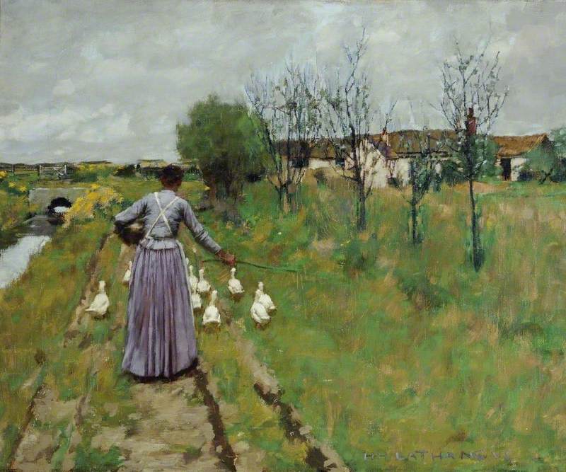 Landscape Study, vintage artwork by Henry Herbert la Thangue, 12x8" (A4) Poster