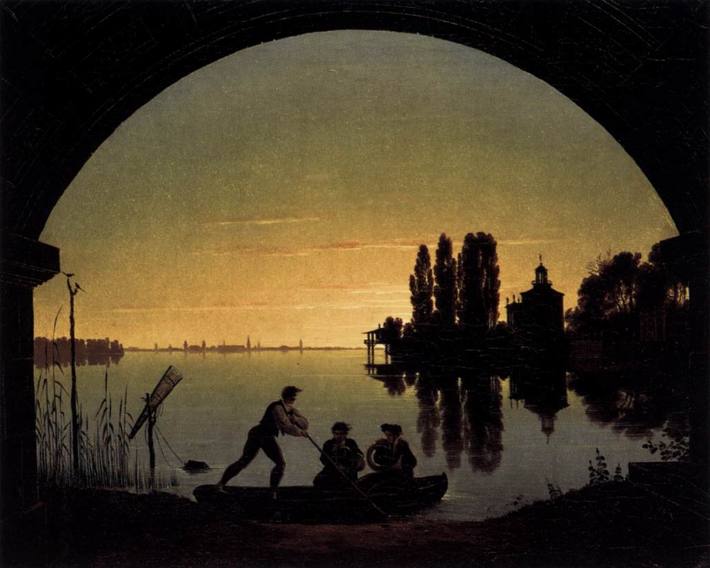 The Banks of the Spree near Stralau, vintage artwork by Karl Friedrich Schinkel, 12x8" (A4) Poster