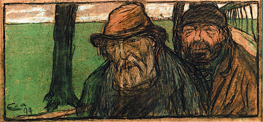 Two Tramps, vintage artwork by Eugeen van Mieghem, 12x8" (A4) Poster