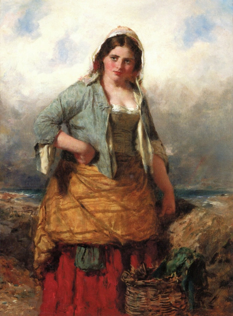 The Fishergirl, vintage artwork by Thomas Faed RA HRSA, 12x8" (A4) Poster