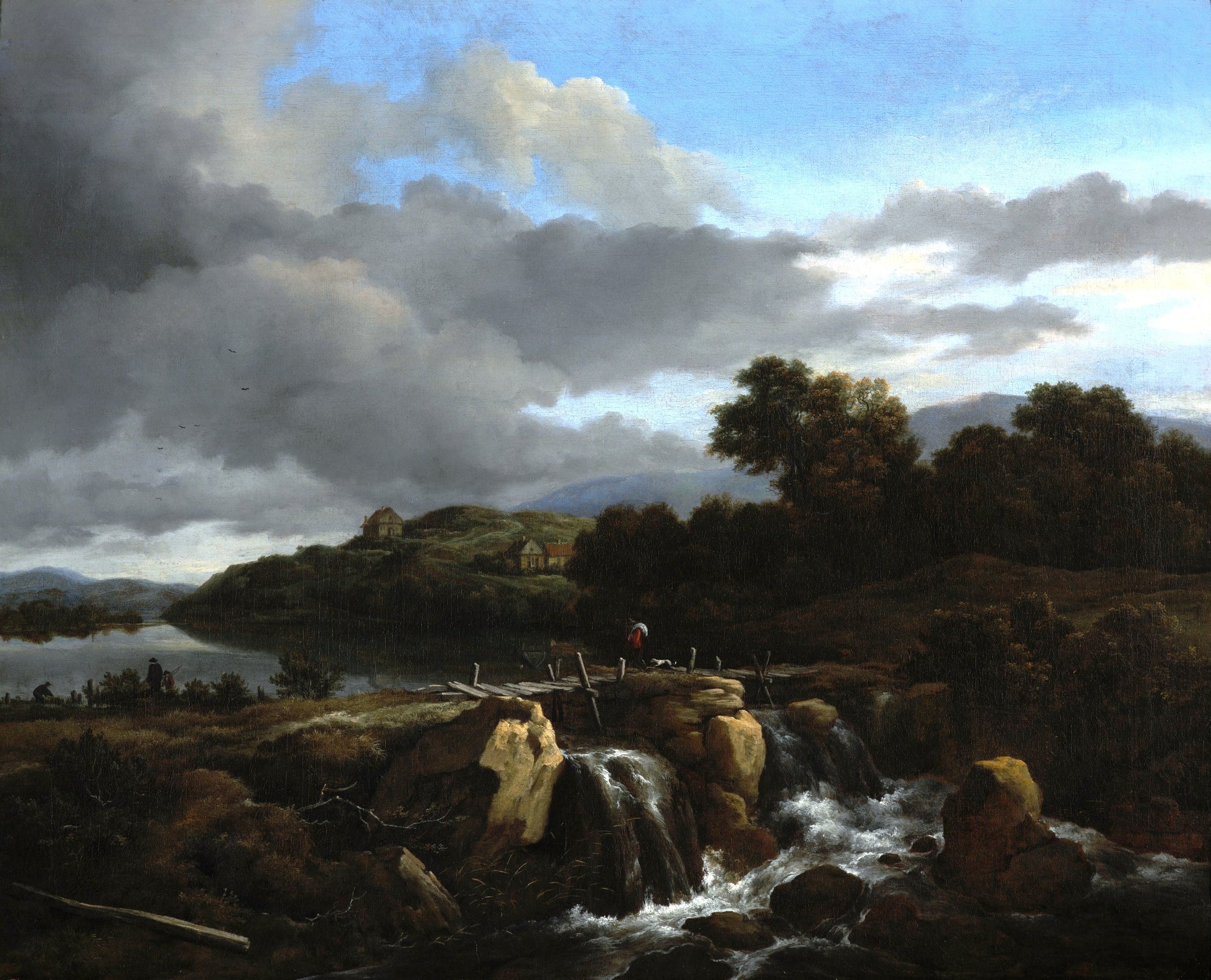 Landscape with Cascade, vintage artwork by Jacob van Ruisdael, 12x8" (A4) Poster