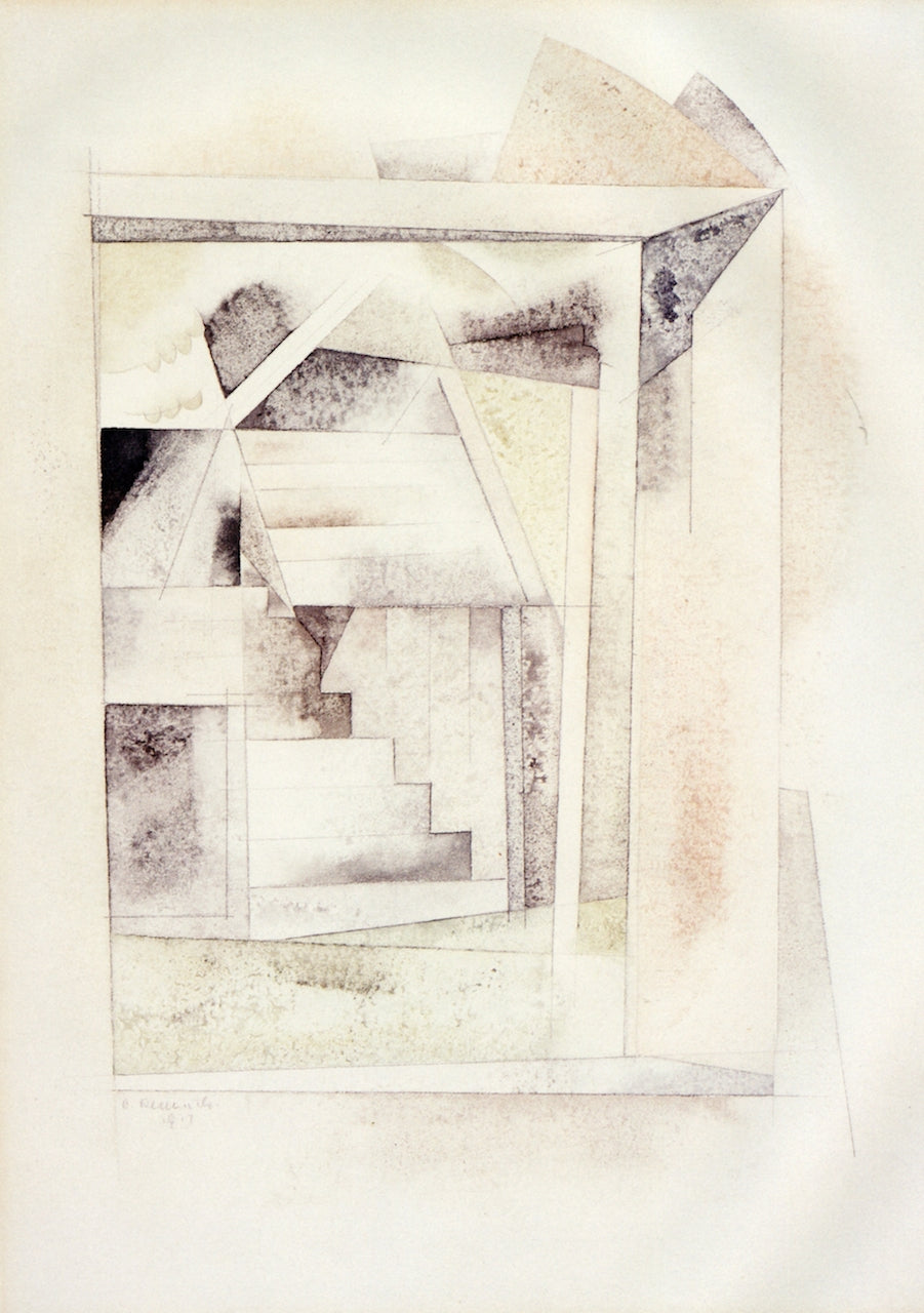 Bermuda: Stairway, vintage artwork by Charles Demuth, 12x8" (A4) Poster