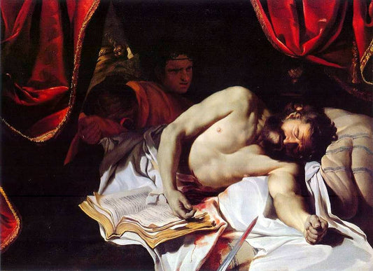 The Death of Cato (second version), vintage artwork by Charles Le Brun, 12x8" (A4) Poster