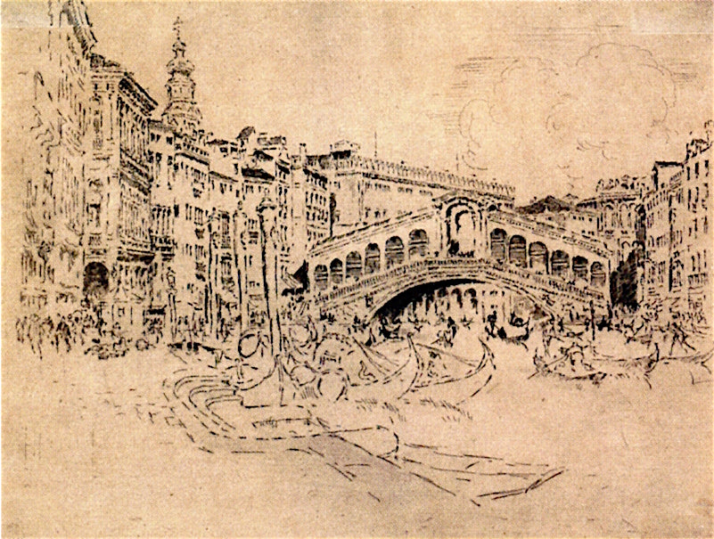 The Rialto, vintage artwork by Joseph Pennell, 12x8" (A4) Poster